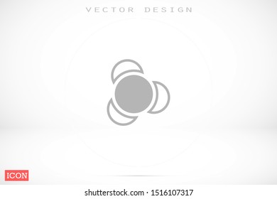 Molecules vector icon. Molecules for the chemistry of icon. Molecules for Dr icon. Molecules for work and sweets design icon