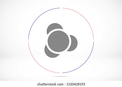 Molecules vector icon. Molecules for the chemistry of icon. Molecules for Dr icon. Molecules for work and sweets design icon