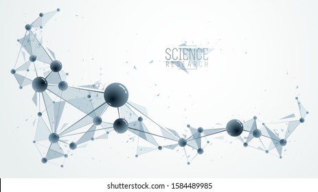 Molecules vector illustration, science chemistry and physics theme abstract background, micro and nano science and technology theme, atoms and microscopic particles.
