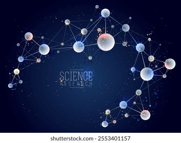 Molecules vector illustration, science chemistry and physics theme abstract background, micro and nano science and technology theme, atoms and microscopic particles.