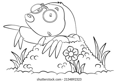 Mole.Element for coloring page. Cartoon style.