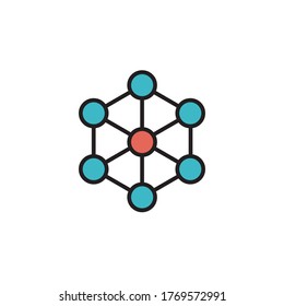 molekul icon filled outline vector illustration full color. isolated on white background