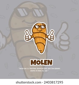 Molen mascot from indonesian street food design with thumbs up for street food template design