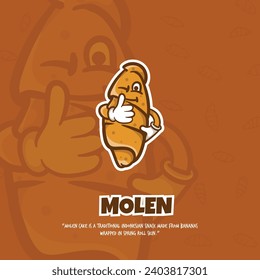 Molen mascot winks, thumb up: Street food joy in Indonesia, full of flavor and playful charm