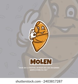 Molen mascot winks, thumbs up mascot design, Street food joy in Indonesia for campaign design