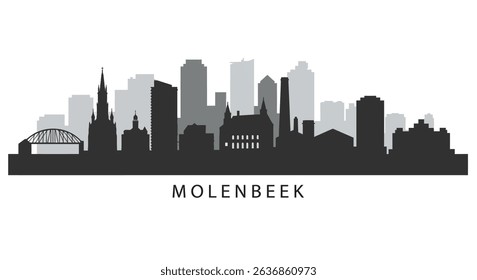 Molenbeek Skyline Cityscape Silhouette Belgium.