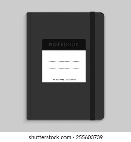 Moleskin notebook with black elastic band vector image
