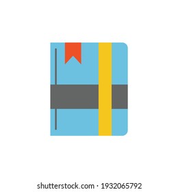 Moleskine-Noten-Symbol auf Farbsymbol einzeln auf weißem Hintergrund 
