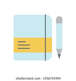 Icono de notas de moleskine en estilo de línea negra plana, aislado en fondo blanco 