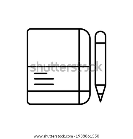 Moleskine notes icon in flat black line style, isolated on white background 