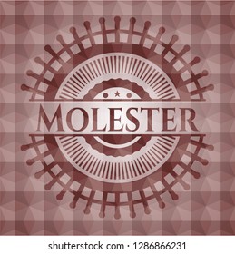 Molester red badge with geometric pattern. Seamless.