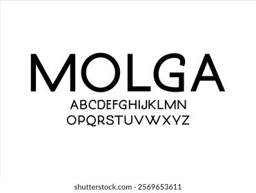 Molga font for logo and headline. Isolated vector typeset