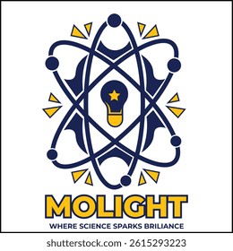 Molight vector illustration design with molecules in yellow and blue colors suitable for logo, icon, poster, advertisement, banner, company, t-shirt design, sticker, website.