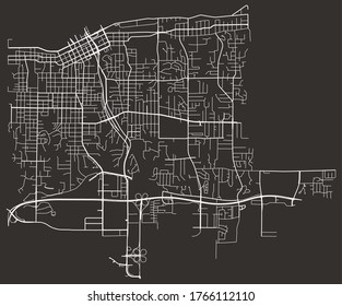 Moline, Illinois, USA – urban city vector map, roads transport network, downtown and suburbs, highways, town center aerial view, city footprint/blueprint