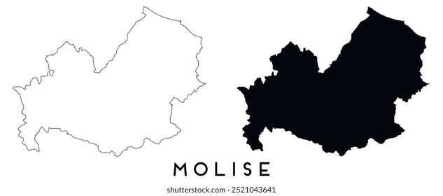 Molise map outline and black silhouette vector