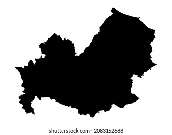 Molise map vector silhouette illustration, Italy province, isolated on white background. Molise includes regions Isernia and Campobasso.