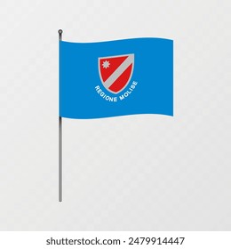 Molise region flag on flagpole. Vector illustration.