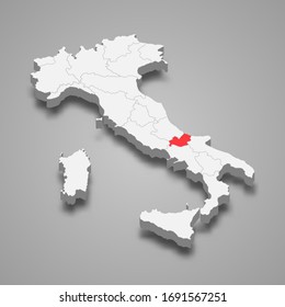 Ubicación de la región de Molise en Italia Mapa 3d