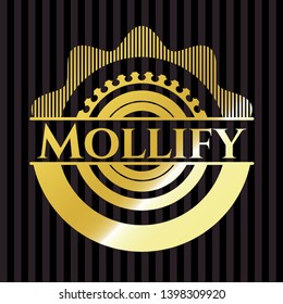 Mollify gold badge or emblem. Vector Illustration. Detailed.