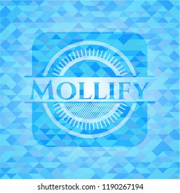 Mollify light blue emblem with mosaic background