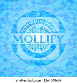 Mollify realistic sky blue emblem. Mosaic background