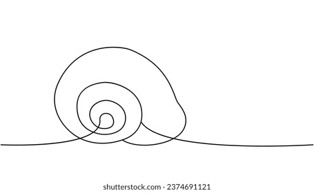 Mollusc one line continuous drawing. Tropical underwater shell continuous one line illustration. Vector minimalist linear illustration.