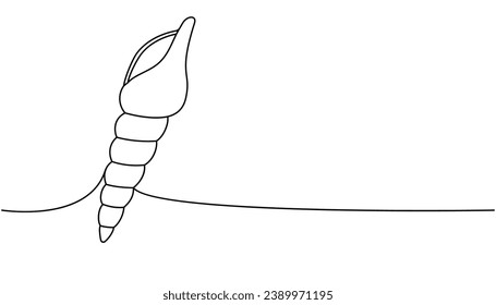 Mollusc one line continuous drawing. Tropical underwater shell continuous one line illustration. Vector minimalist linear illustration.