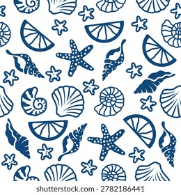 Mollusca Tropical Ocean Summer Pattern Design for Fabric and Wallpaper