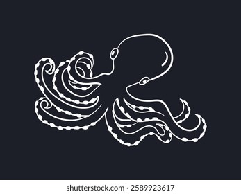 It is mollusk creature, octopus line art.