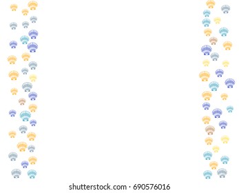 Mollusk seashell conch, pearl scallop, bivalve shellfish, underwater object, aquatic nature card template. Marine or oceanic sea shell frame. Seashell vertical borders vector illustration. 