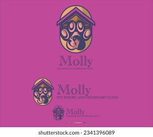 molly logo vector for pet care, pet house, pet lovers and pet resort