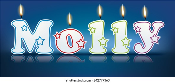 MOLLY written with burning candles - vector illustration