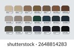 Molothrus ater Color Palette. Molothrus ater color Tone Swatch Chart with HEX Codes and Color Names. Brown-headed cowbird Feather and Body Colors Tones Variants. Eye Accents colure new Palette vector