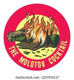 molotov cocktail, bottle in fire, vector image