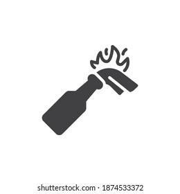 Icono vectorial de botella de cóctel molotov. signo plano relleno para concepto móvil y diseño web. Icono de glifo de quema de botellas de fuego. Símbolo, ilustración del logotipo. Gráficos vectoriales