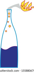 Molotov Cocktail in fire about to explode concept
