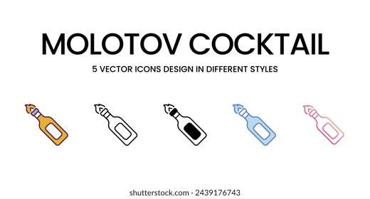 Molotov Cocktail icons in different style vector illustration