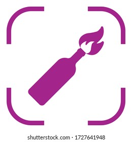 Ícono simple de cóctel molotov. Diseño plano