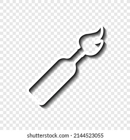 Molotov Cocktail einfache Symbol. Flaches Design. Weiß mit Schatten auf transparentem Gitter.ai