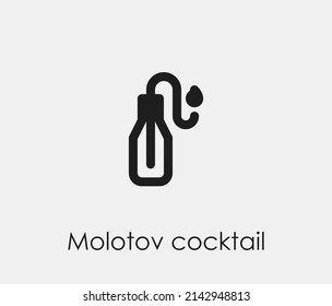 Molotov cocktail vector icon. Editable stroke. Symbol in Line Art Style for Design, Presentation, Website or Apps Elements, Logo. Pixel vector graphics - Vector