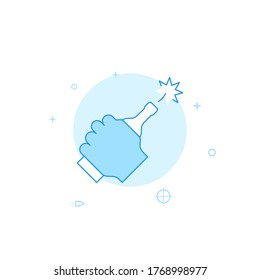 Icono vector de cóctel molotov. Ilustración plana. Estilo de línea relleno. Diseño monocromo azul. Trazo editable. Ajustar el peso de la línea.