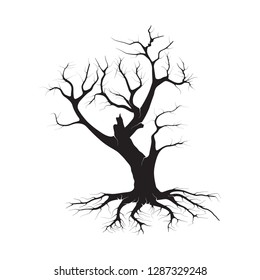 molt tree silhouette vector, hand drawn for dead tree