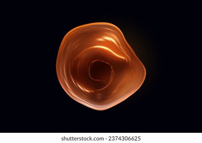 Molten glass. Liquid plasma, lava, orange substance. Gemstone, liquid shape in space. Magic light energy, power, wave texture. Hot glass form, fused iron. Vector illustration.