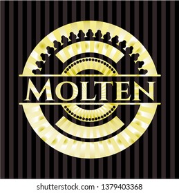 Molten golden emblem or badge