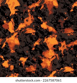 Molten lava pattern. Hot magma flow, red on black rock stone . Volcano lava, fire burning. Seismo catastrophe, earthquake, volcanic eruption  background.  Vector illustration