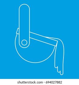 Molten metal poured from ladle icon blue outline style isolated vector illustration. Thin line sign