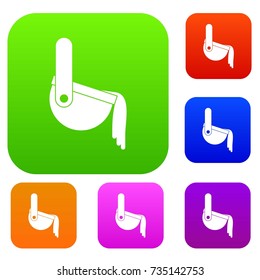 Molten metal poured from ladle set icon color in flat style isolated on white. Collection sings vector illustration