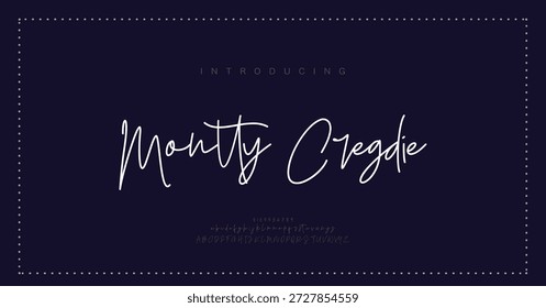 Molty Cregdie, Script premium luxury elegant alphabet letters and numbers. Elegant wedding typography classic serif font decorative vintage retro. Creative vector illustration
