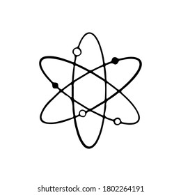 Molucule, atom, no core. Black physics element isolated on white backround. Science symbol. Chemistry medicine logo.