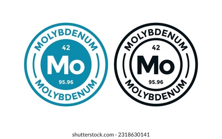 MOLYBDENUM logo badge design. this is chemical element of periodic table symbol. Suitable for business, technology, molecule, atomic symbol 